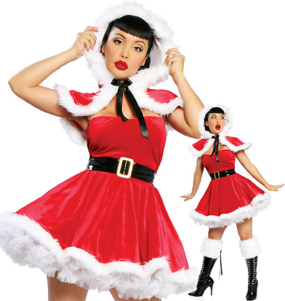 Sweet Red Christmas Dress with Hat and Waist Band